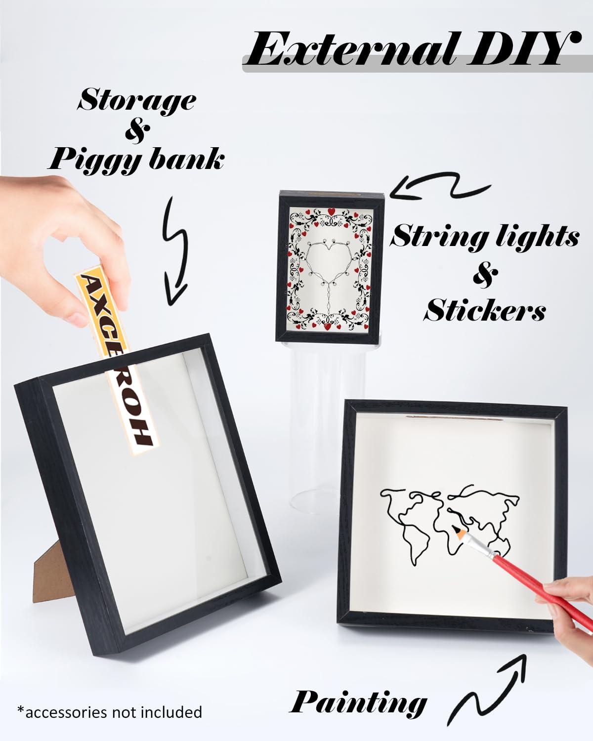 Artibetter 8x6 Display Frame Shadowbox Display Case Wooden Picture Frame With Glass Rustic Memory Display Case For Tickets And Photos 5 thumbnail image