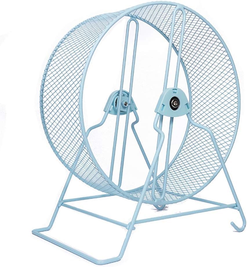 VIXPET Rueda de Correr silenciosa de Metal, Rueda para Correr de hámster doméstico para roedores con Soporte de Juguete para Correr, para hámster, jerbo, Animales pequeños, Ejercicio-Blue