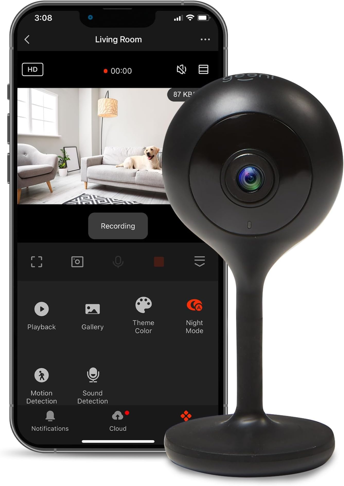 Look 1080p Indoor Security Camera – 1-Pack Full HD WiFi Indoor Camera with 2-Way Audio, Motion Detection, & Night Vision – Support for Alexa & Google Assistant