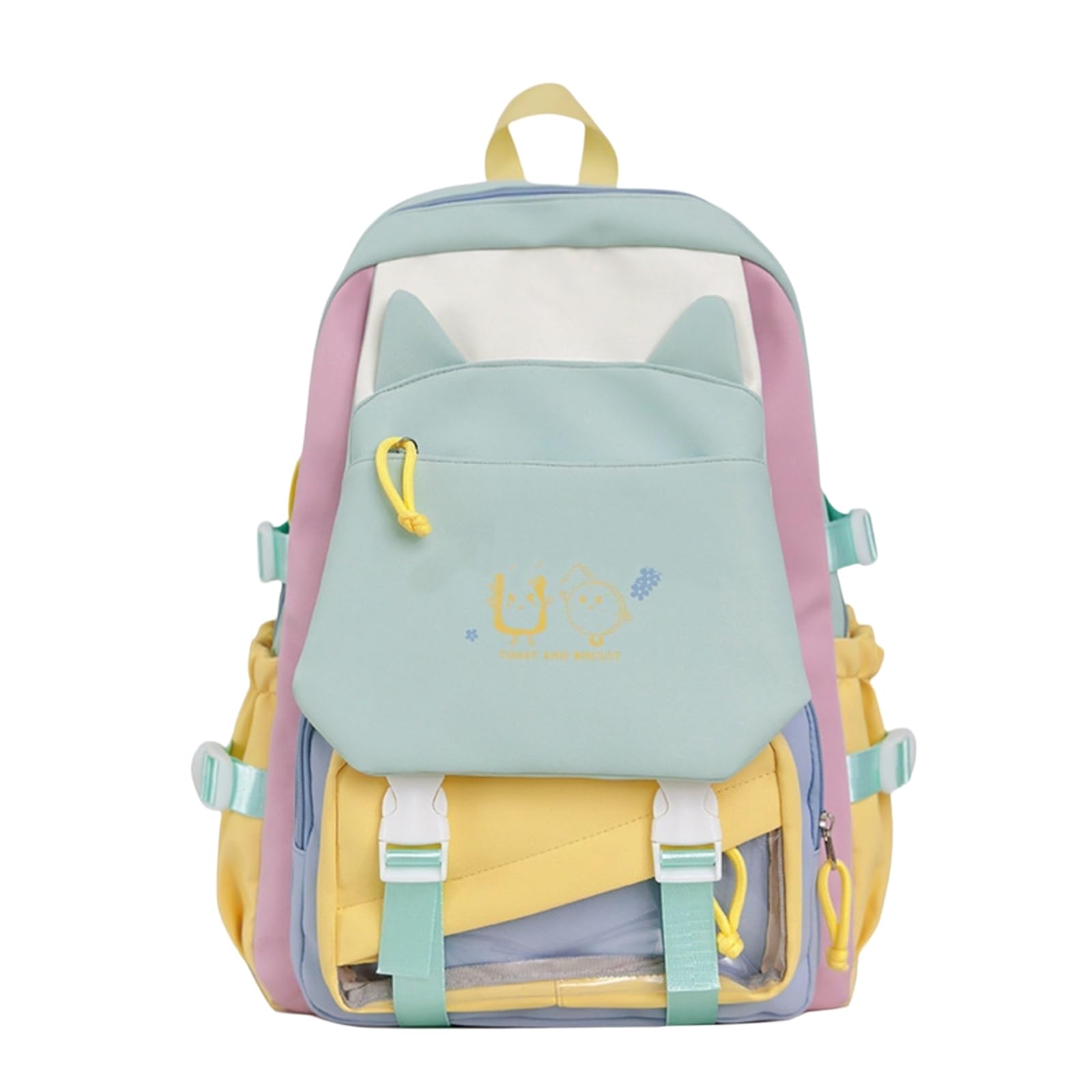 Zaino del Blocco Colore Dolce della Dopamina di Kawaii, Leggero dello Studente Grande capacità per L'uso Quotidiano Viaggio-Black