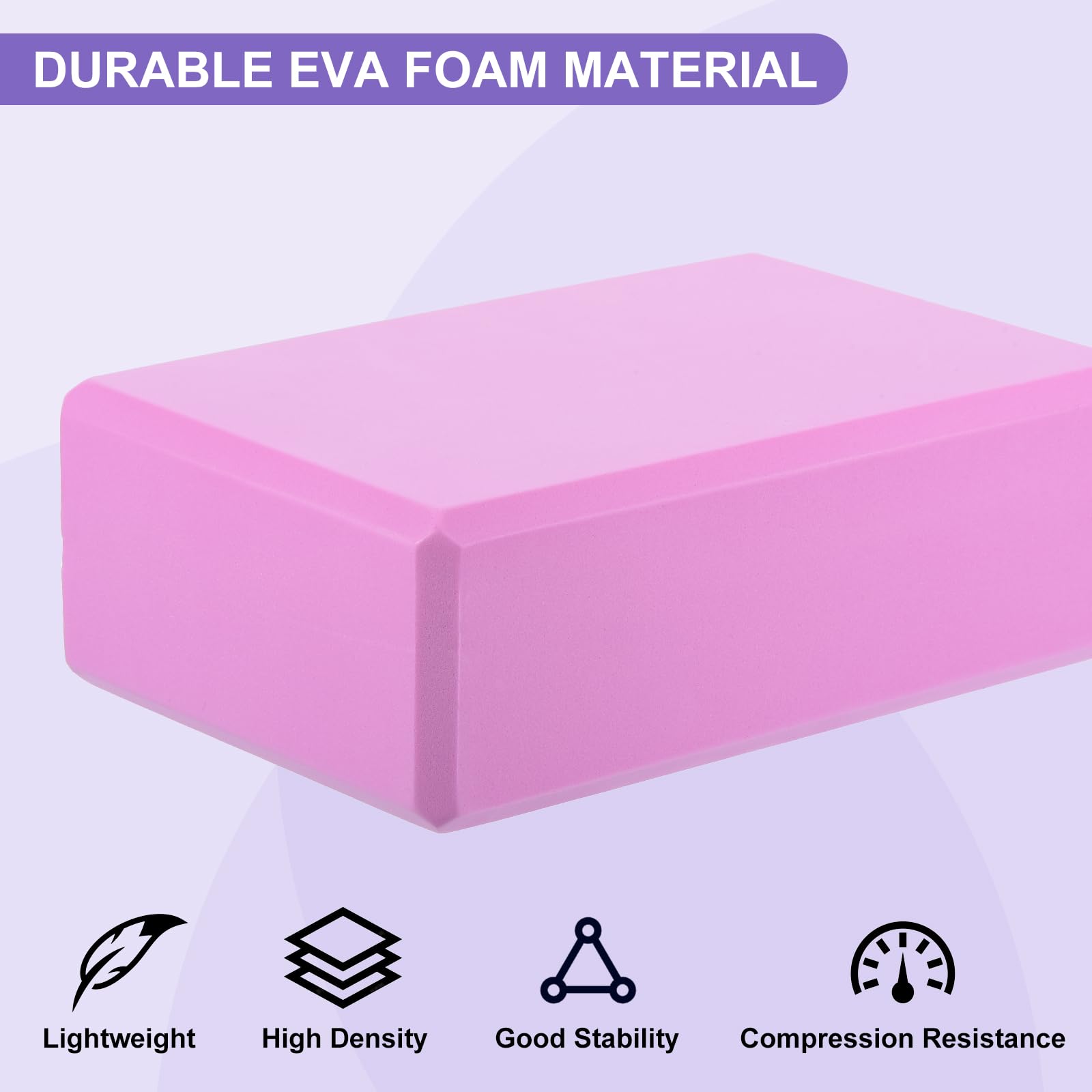 Set di blocchi per yoga e fasce di resistenza in schiuma EVA ad alta densità, confezione da 10, antiscivolo, 22,9 x 15,2 x 7,6 cm, leggeri mattoncini da danza per donne, perfetti per palestra