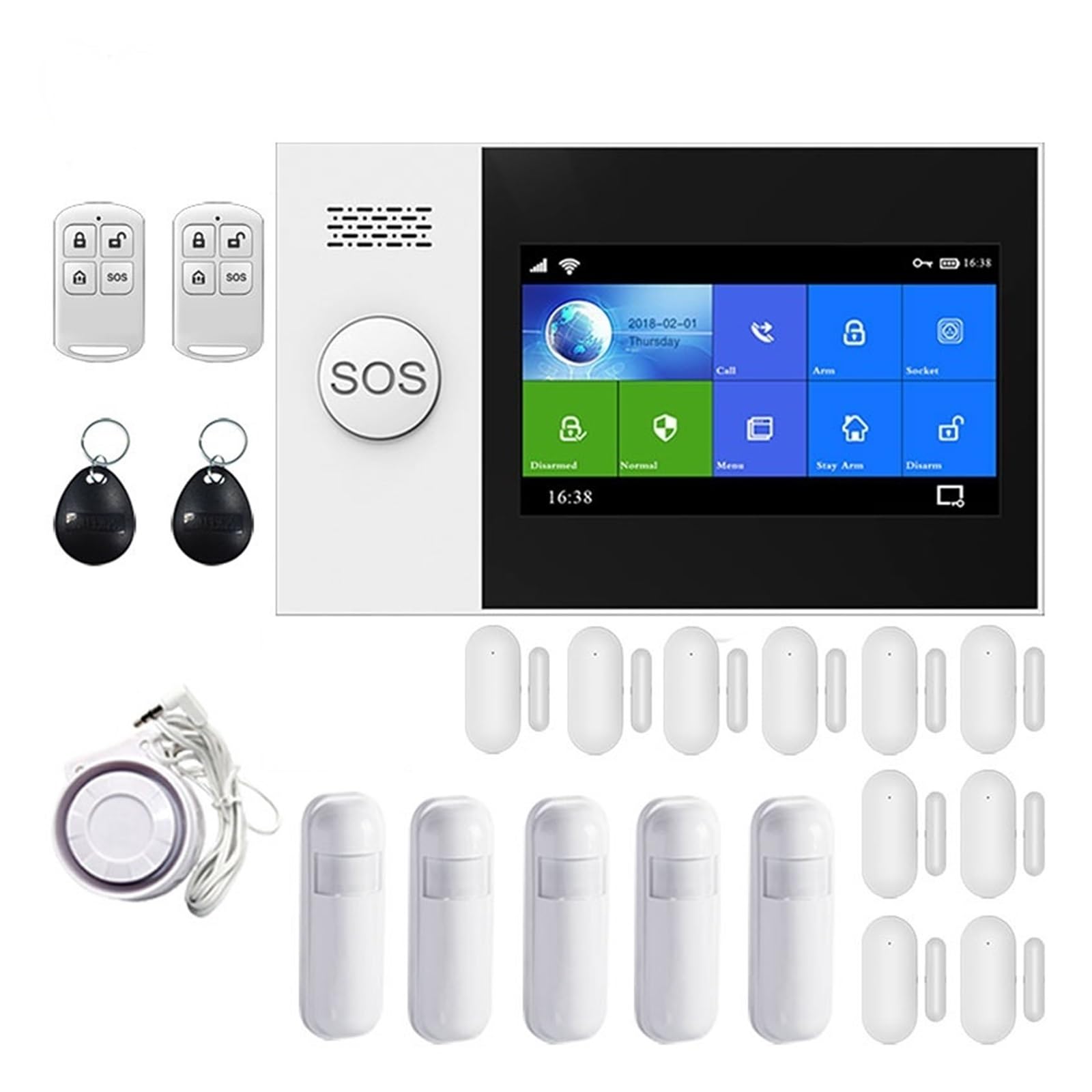 De Seguridad For El Hogar, Alarma Inteligente Gsm Con Sensor Movimiento Pir, Tarjeta Puerta, Kits Inalámbrica Para casa y garaje(Set 6)