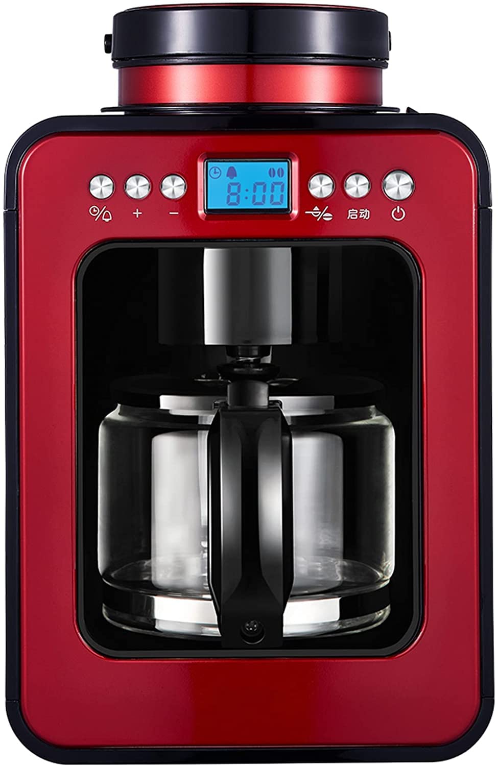 Macchina per caffè Espresso Completamente Automatica Mini Macchina per caffè Americano per la casa, Spessore Regolabile, Display LCD, macinazione a Mano Imitazione, 270x220x17 3 cm