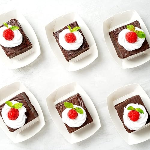 Vista 244 de Restaurantware Papel de periódico Bio Boat - 3" x 2" x 1" - Caja de 50 unidades Newsprint