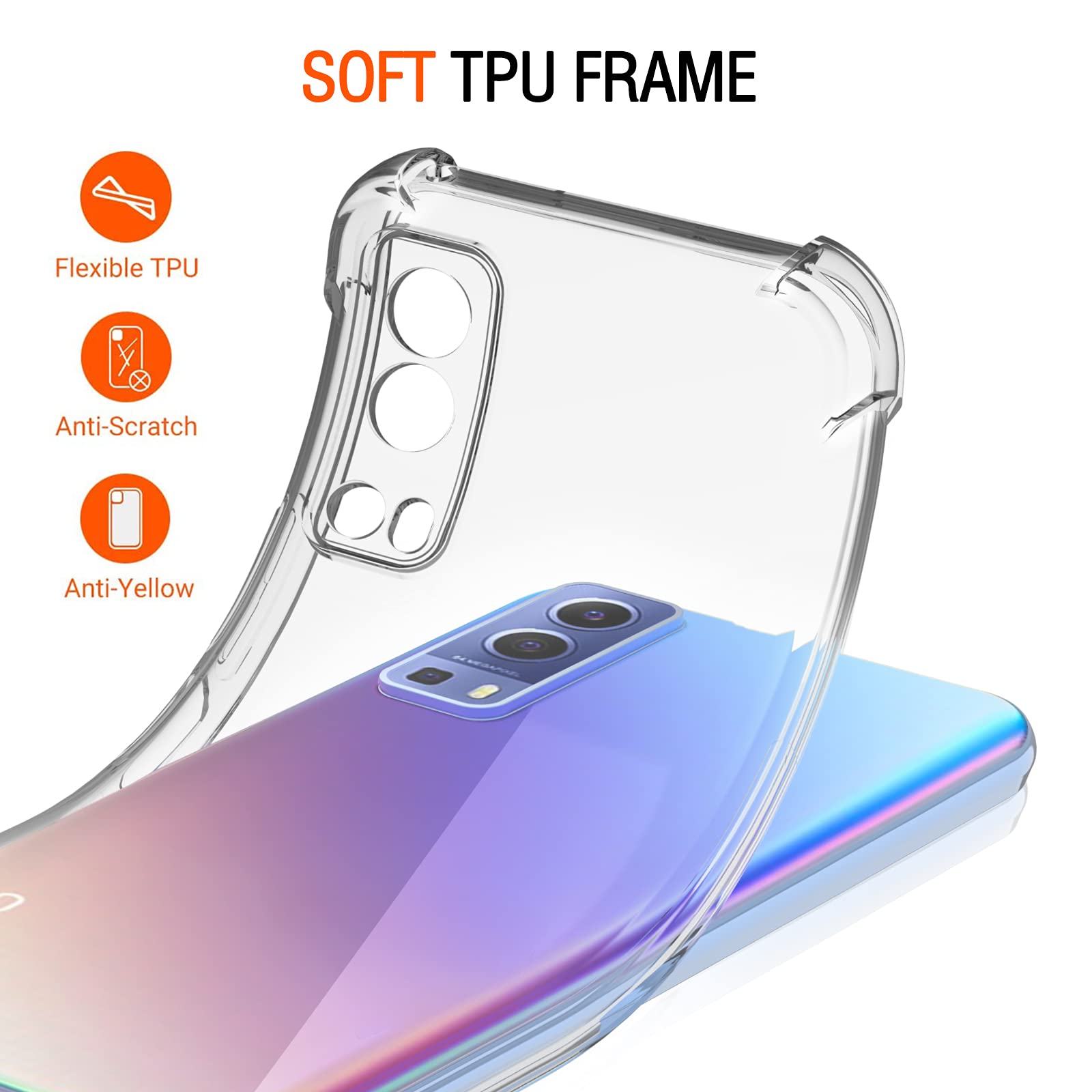 Ivoler Klar Schutzhülle Für Vivo V21 5G — Transparent & Stoßfest — TPU Mit Erhöhten Rändern