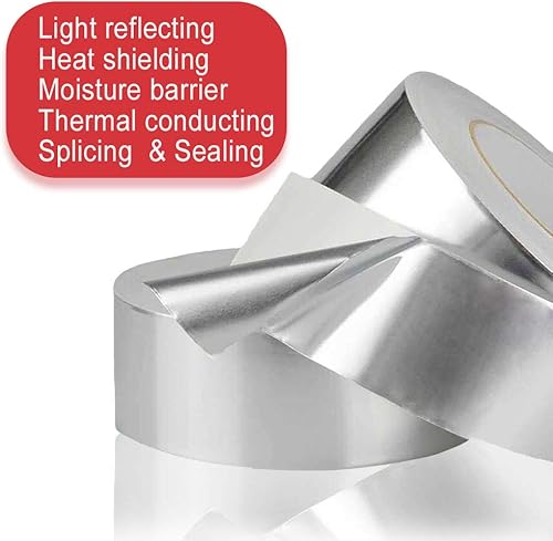 Miniatura 3 de TAPEGO Cinta de aluminio reflectante para conductos de alta resistencia, cinta de aluminio HVAC para sellar, parchear conductos de aire caliente,