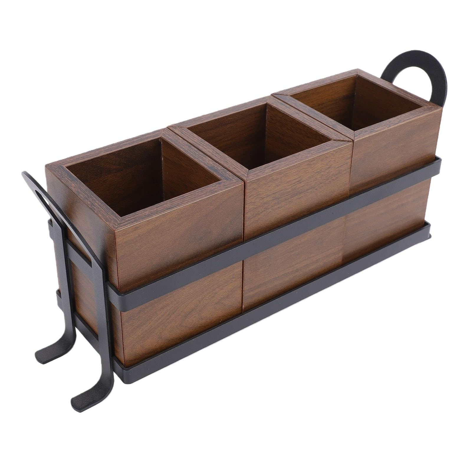 Tnfeeon Besteckkasten aus Holz mit 3 Fächern, Herausnehmbarem Metalltablett und Weichen Unterlagen für Gabeln, Löffel, Essstäbchen und Mehr – Ideal für Küche und Esszimmer. (Besteck-Organizer)