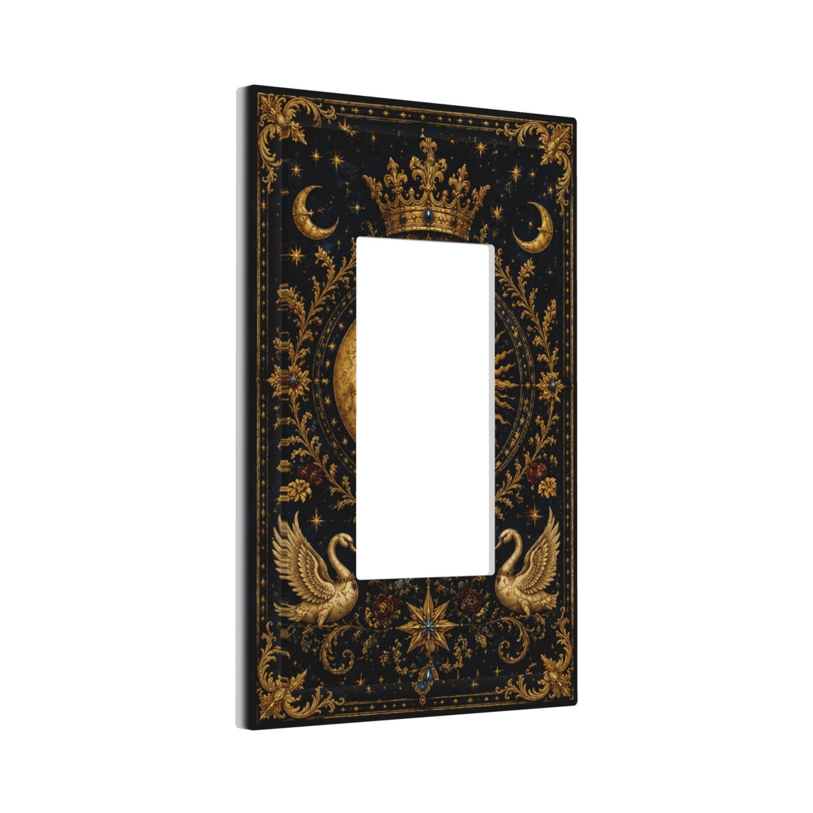 Thsanju Celestial Sun Moon Fantasy Outlet Covers Single Rocker Light Switch Covers Decorative Royal Gold Magical Fantasy 1 Gang Gfci Wall Plate Electrical Receptacle Switchplate for Home Decor