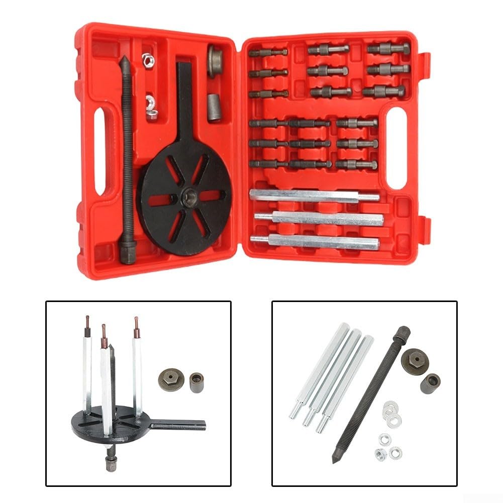 Juego de extractores de rodamientos profesionales de 6 piezas, extractor de 3 mandíbulas y tamaños DL1-DL6 para 6005-6310, kit de mantenimiento automático de acero (acero rojo con gancho)