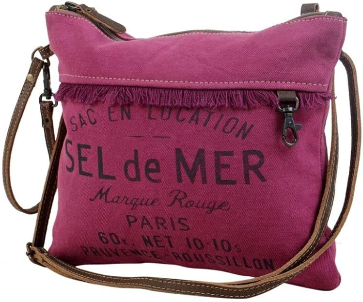Myra Bag Fuchsia Small & Crossbody Bag Upcycled Cotton & Leather S-2881
