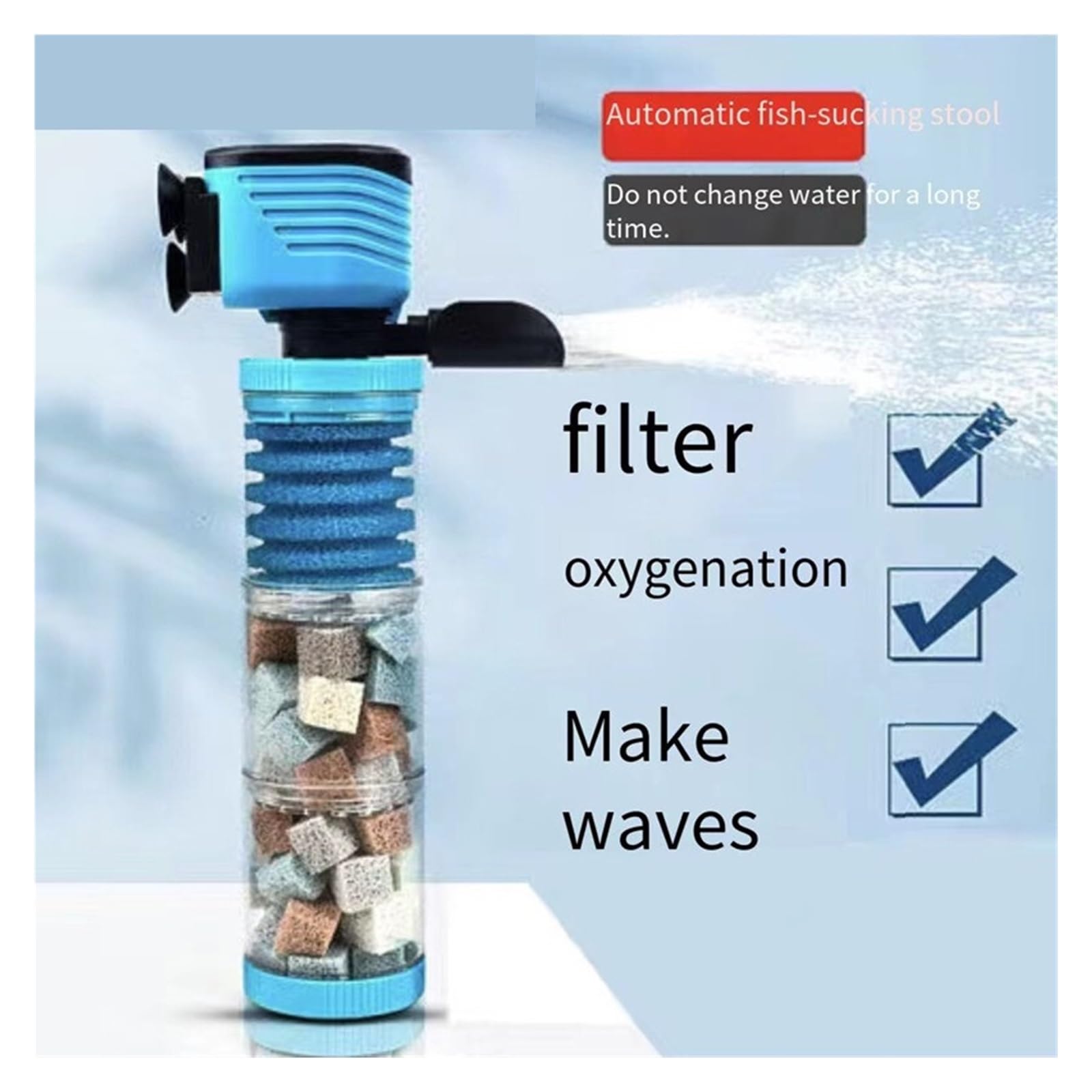 Filtros Piscina, Filtro De Tanque De Peces, Cambio De Agua Gratuito, Bomba De Filtro De Circulación De Purificación De Agua Tres En Uno Incorporada, Tanque De Peces Pequeño Ultra Silencioso(Nero)