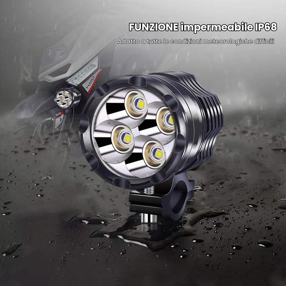 2PCS Fari Fendinebbia a LED per Moto Con Interruttore Impermeabile, Luci Ausiliarie Universali Bianche DRL 12V 24V per ATV SUV Camion Barca Quad Scooter Auto Bici