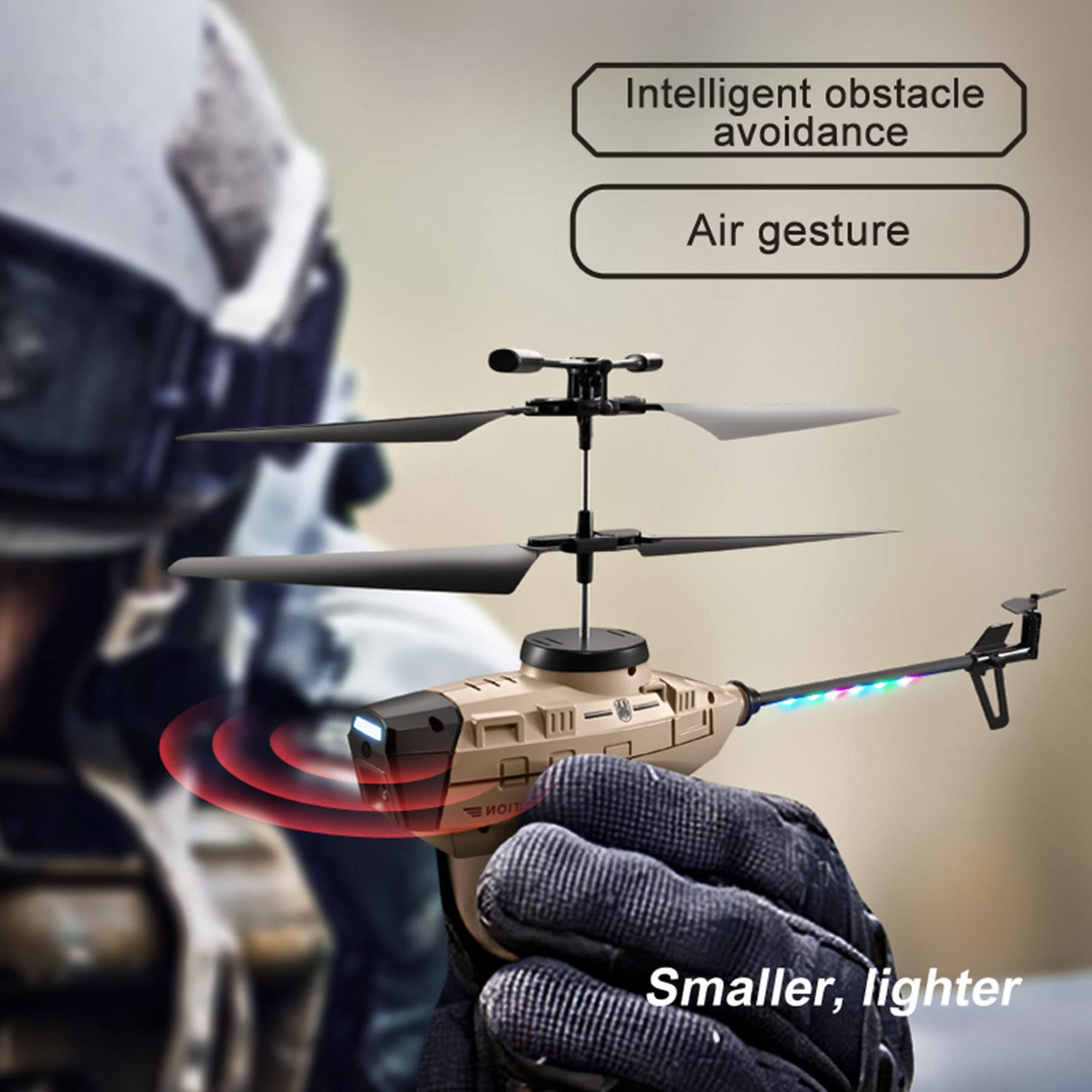 Helicopteros Teledirigidos RC Mini Drone Helicoptero Juguete Hélice única sin alerones Estabilización de giroscopio de 6 Ejes con 4K Lente Frontal + 1080P Lente Inferior para Evitar obstáculos (A)