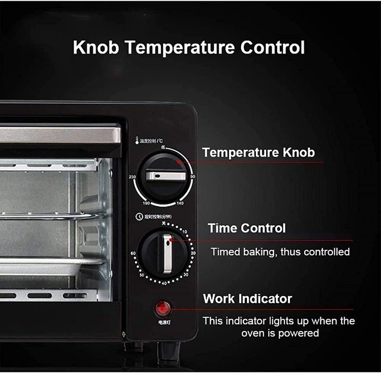 mini forno elettrico e grill, nero