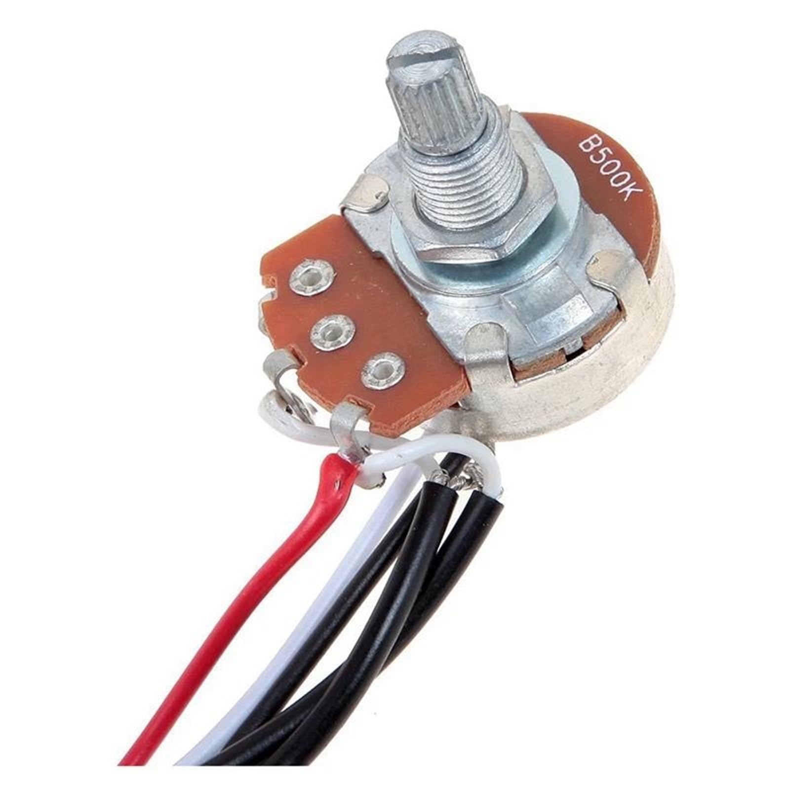 Kit Arnés Precableado Arnés de cableado para guitarra precableado pastilla doble 500 K potenciómetro interruptor de palanca de 3 vías color plateado 20 unidades