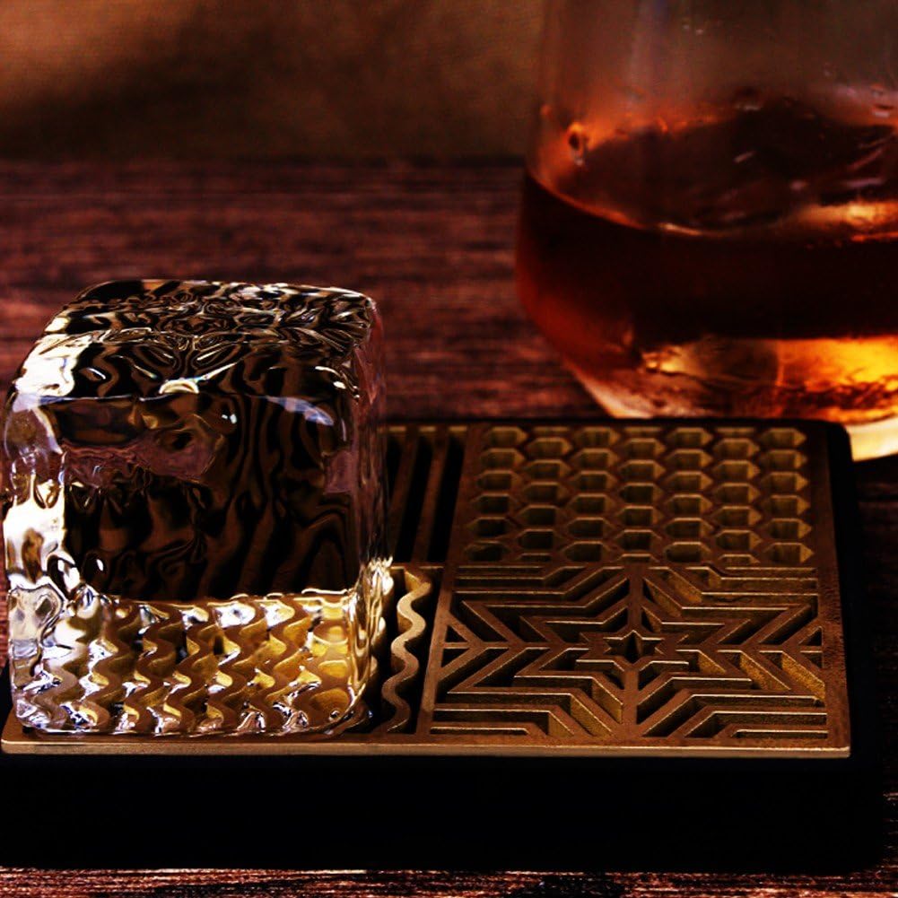 Bandeja para Estampar Hielo, Bandeja De Diseño De Hielo, Impresora De Cubitos De Hielo De Latón, Moldes De Hielo para Cócteles De Whisky, Accesorios De Barman para Estampar Cubitos De Hielo