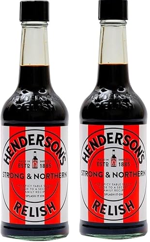 Bug's Pantry (2 Bottles) Hendersons Spicy Yorkshire Relish 284 ml Red & White Henderson's