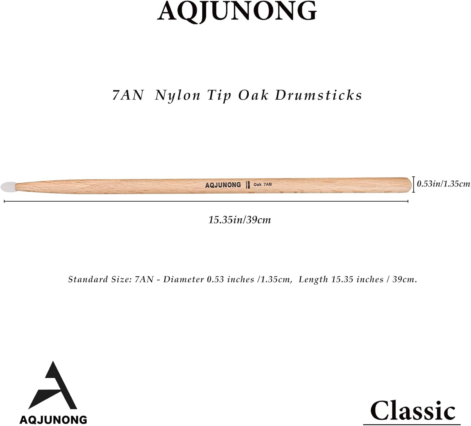 Drum Sticks, 7A Drumsticks with Nylon Tip, Oak Wood Drumsticks for Acoustic Drum and Electronic set (12 PAIR)