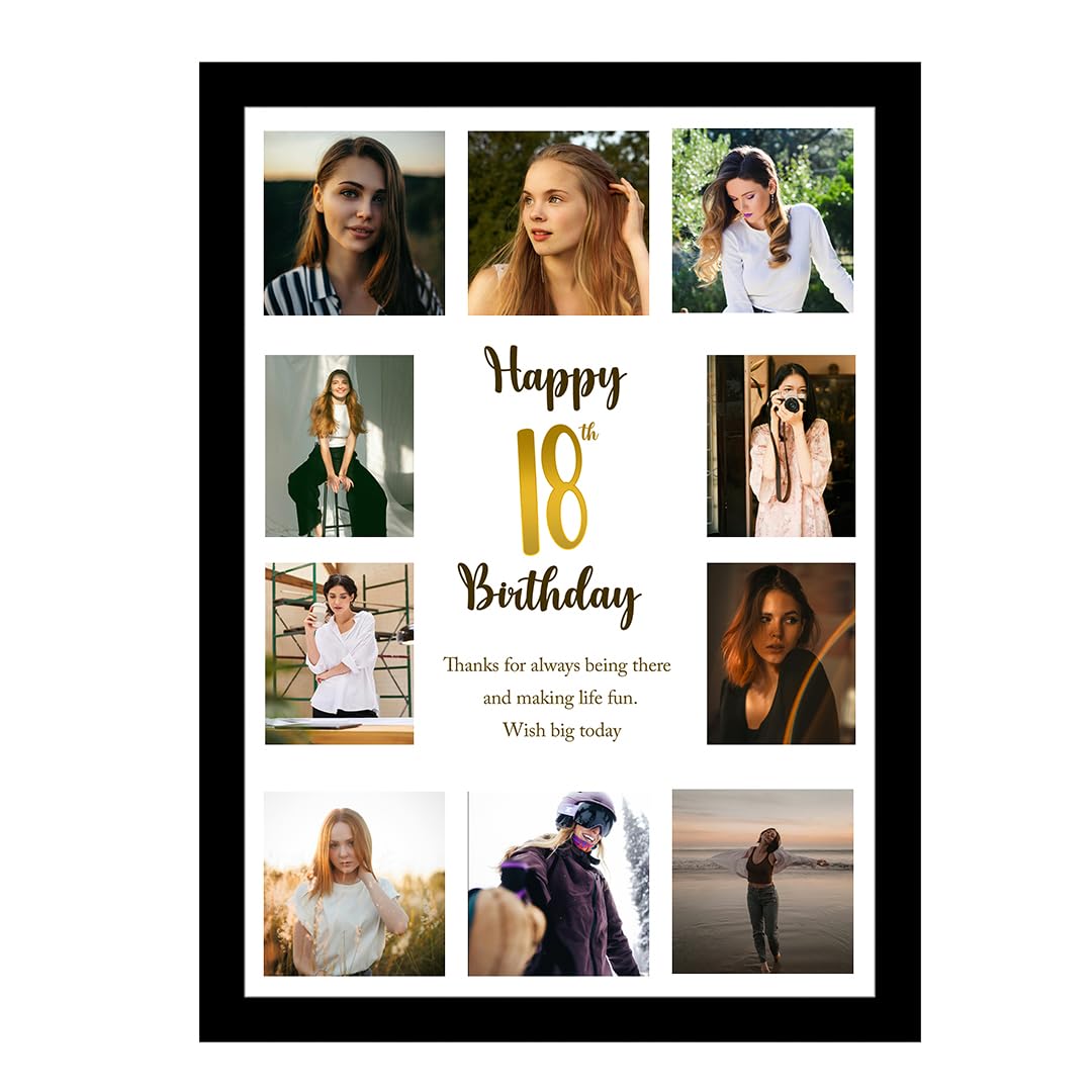SNAP ART Personalized Happy Birthday Wall Photo Print Collage with 10 Photo Upload Customized Photo Frame Gift For Mother, Father, Brother and Friends (8x12 Inch) 1