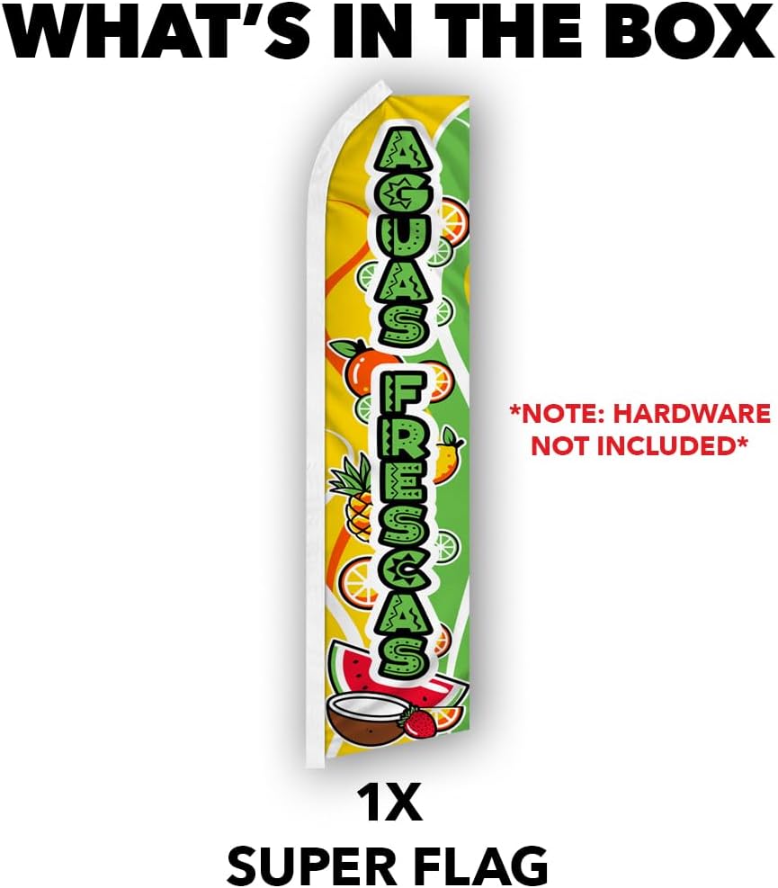 Aguas Frescas Swooper Feather Flag - Great for Restaurants, Food Trucks, Fair, Carnival Events and Businesses