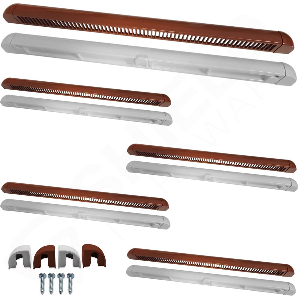 5 x Window Trickle Vents - Reduces Condensation, Damp & Steam - Complete Replacement Kit for uPVC, Wood & Aluminium Tan - White 525mm Pack of 5 โ image 1