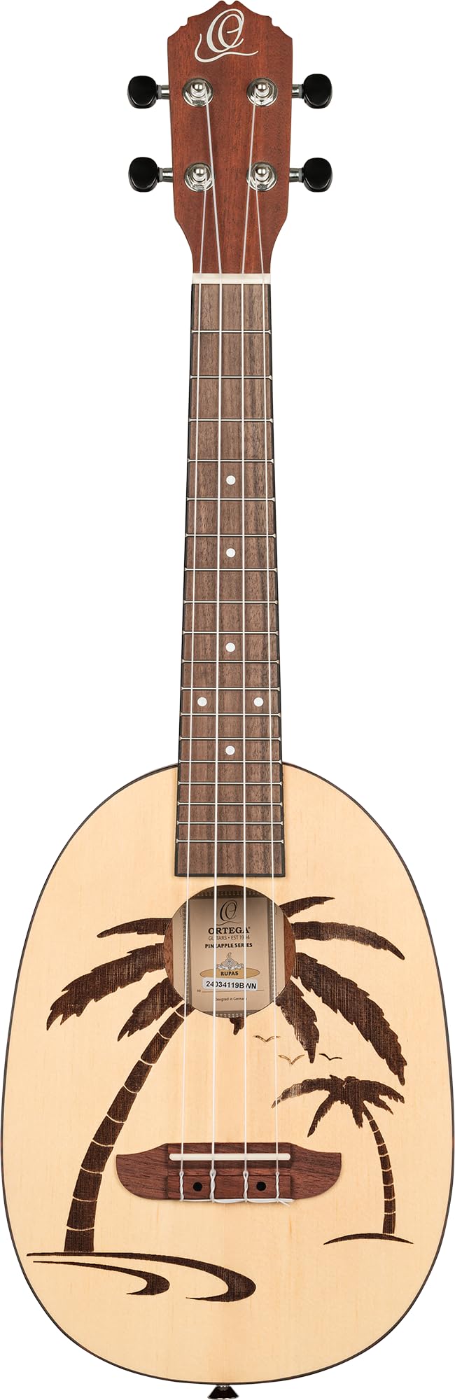Ortega Guitars Akustyczne Ukulele Koncertowe – Seria Bonfire – Korpus Pineapple – Świerk/Sapele, Wykończenie Naturalne (RUPA5)