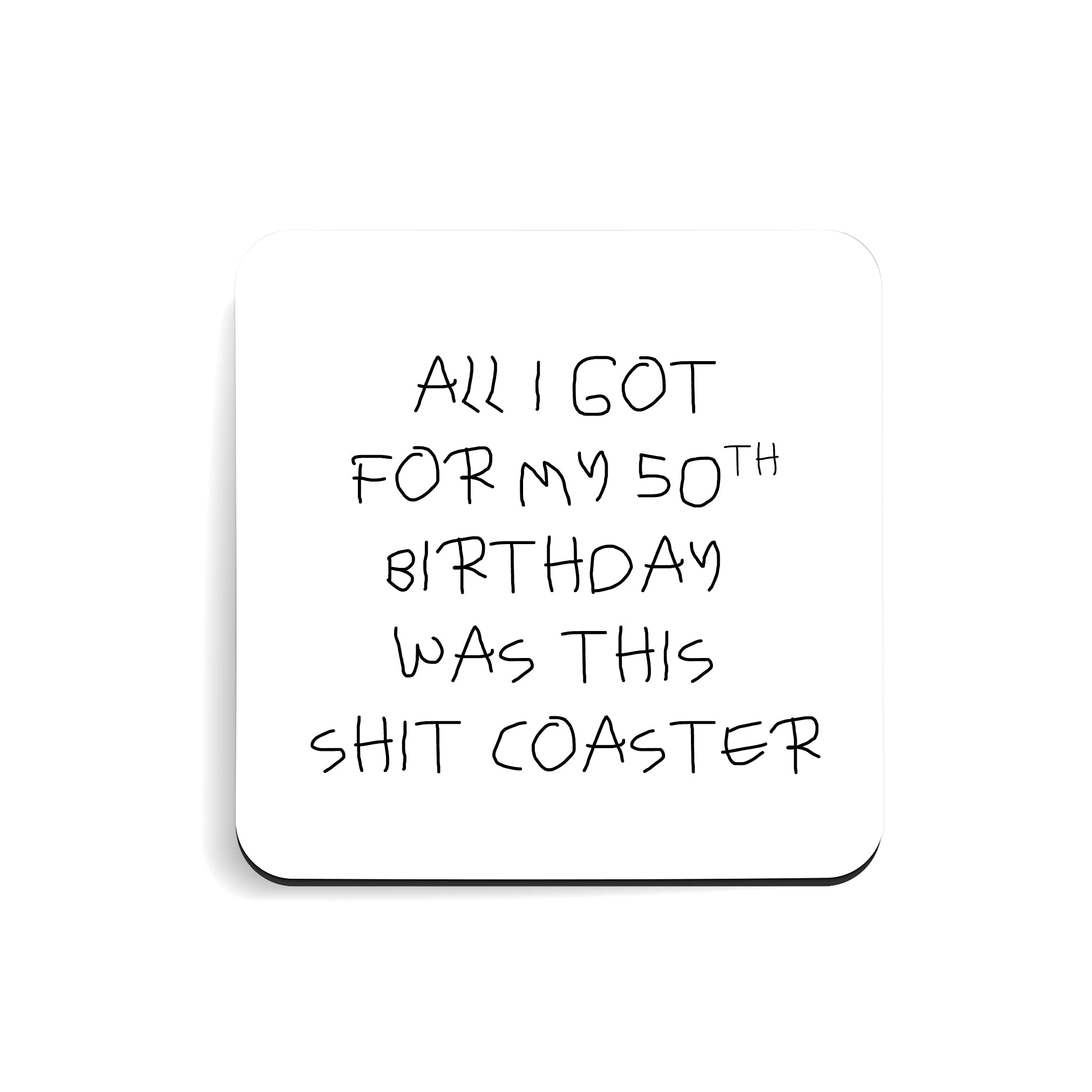 Limalima Men's White Funny 50Th Birthday Coaster Gift Idea For & Wo