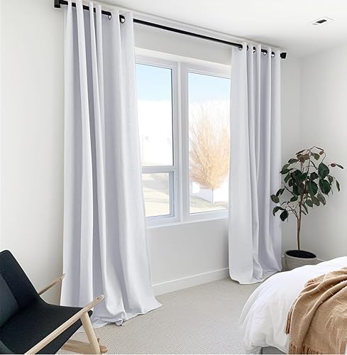 Miniatura 2 de Cortinas 100% opacas de 45 pulgadas de largo, cortinas opacas de lino de 45 pulgadas de largo, juego de 2 paneles de cortinas opacas con aislamiento