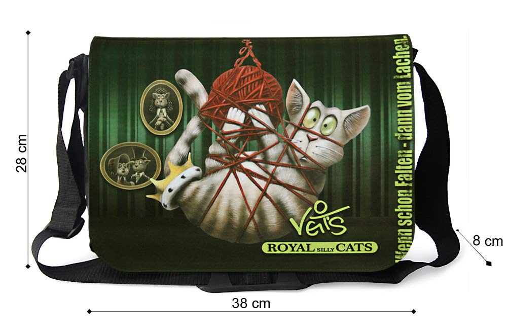 Veit's Gute Laune Tasche Schultertasche Laptoptasche Schultasche College Tasche mit Katzen-Motiv Royal silly Cats Silly Herbert- TAB0272H