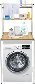 Over The Washer and Dryer Storage Shelf, 3 Tiers Laundry Room Storage and Organizer Standing Shelf, Heavy Duty Laundry Room Storage Organization, Load-Bearing Capacity 22lbs,White