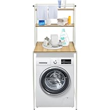 Over The Washer and Dryer Storage Shelf, 3 Tiers Laundry Room Storage and Organizer Standing Shelf, Heavy Duty Laundry Room Storage Organization, Load-Bearing Capacity 22lbs,White