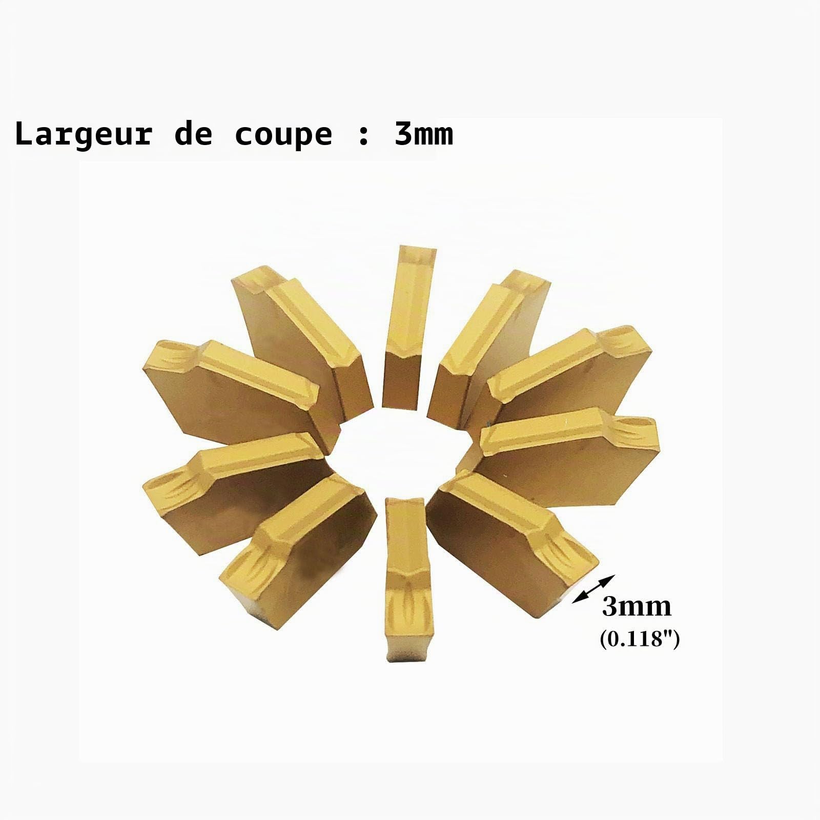 Outils de rainurage SPB332 / SPB32-3 Outil de planche à découper, et 12 inserts en carbure de 3 mm SP300 / ZQMX3N11-1E pour couper les rainures.