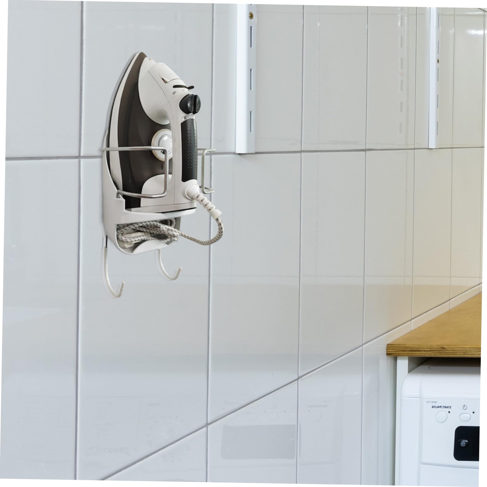Wandhalterung für Bügelbrett und Bügeleisenhalter Weiß 36x15, 5x13 Cm