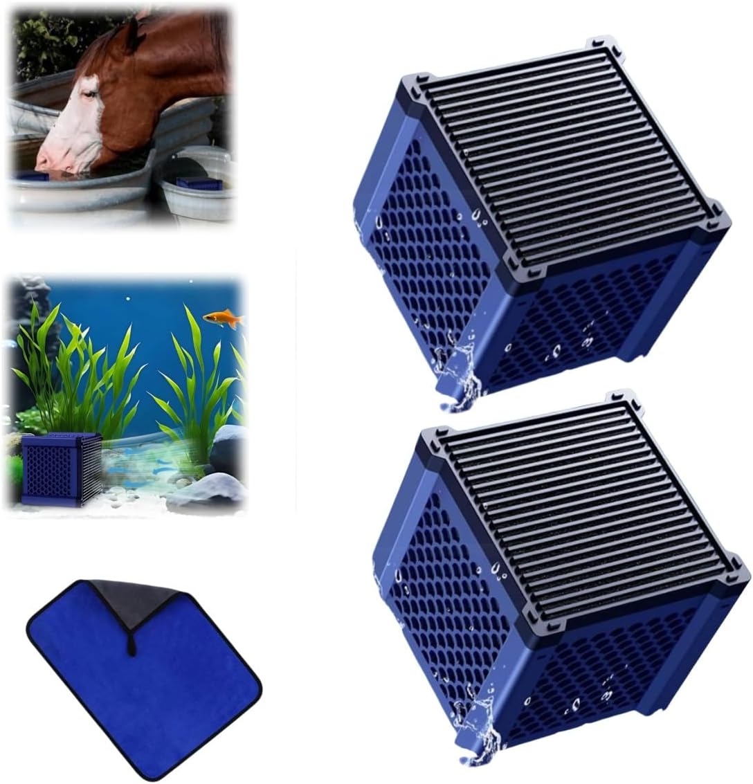 Pure Cube Water Trough Filter 2.0,Eco-Aquarium Water Trough Purifier Cube,Super Strong Filtration Activated Carbon Filter Media for Fish Tanks,Horse Troughs,Ponds and Livestock Tanks (2 pcs)
