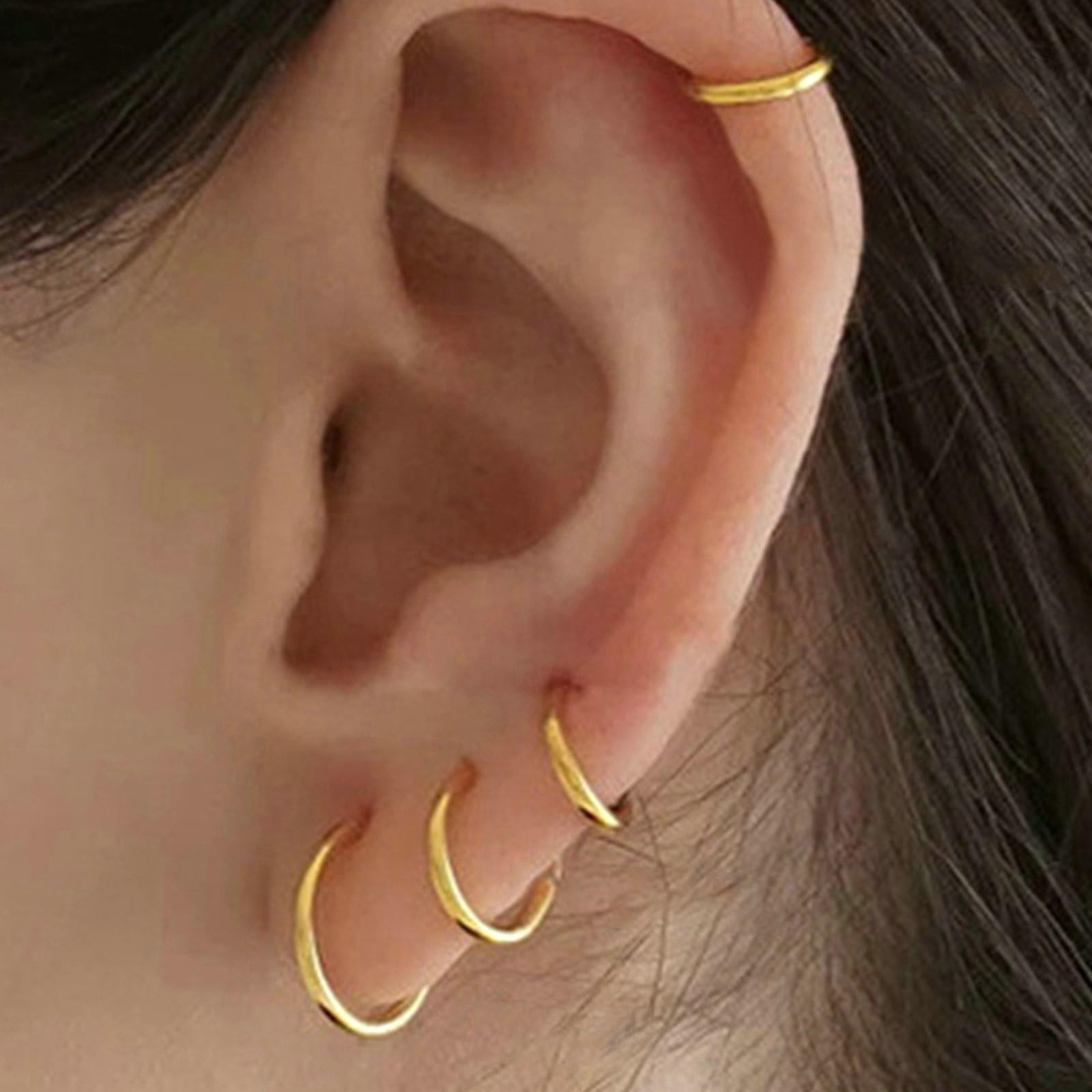 Pendientes de aro de oro 750 585 375 de oro auténtico, para mujer, 6 mm, 7 mm, 8 mm, 9 mm, sin alergias, para mujeres y bodas