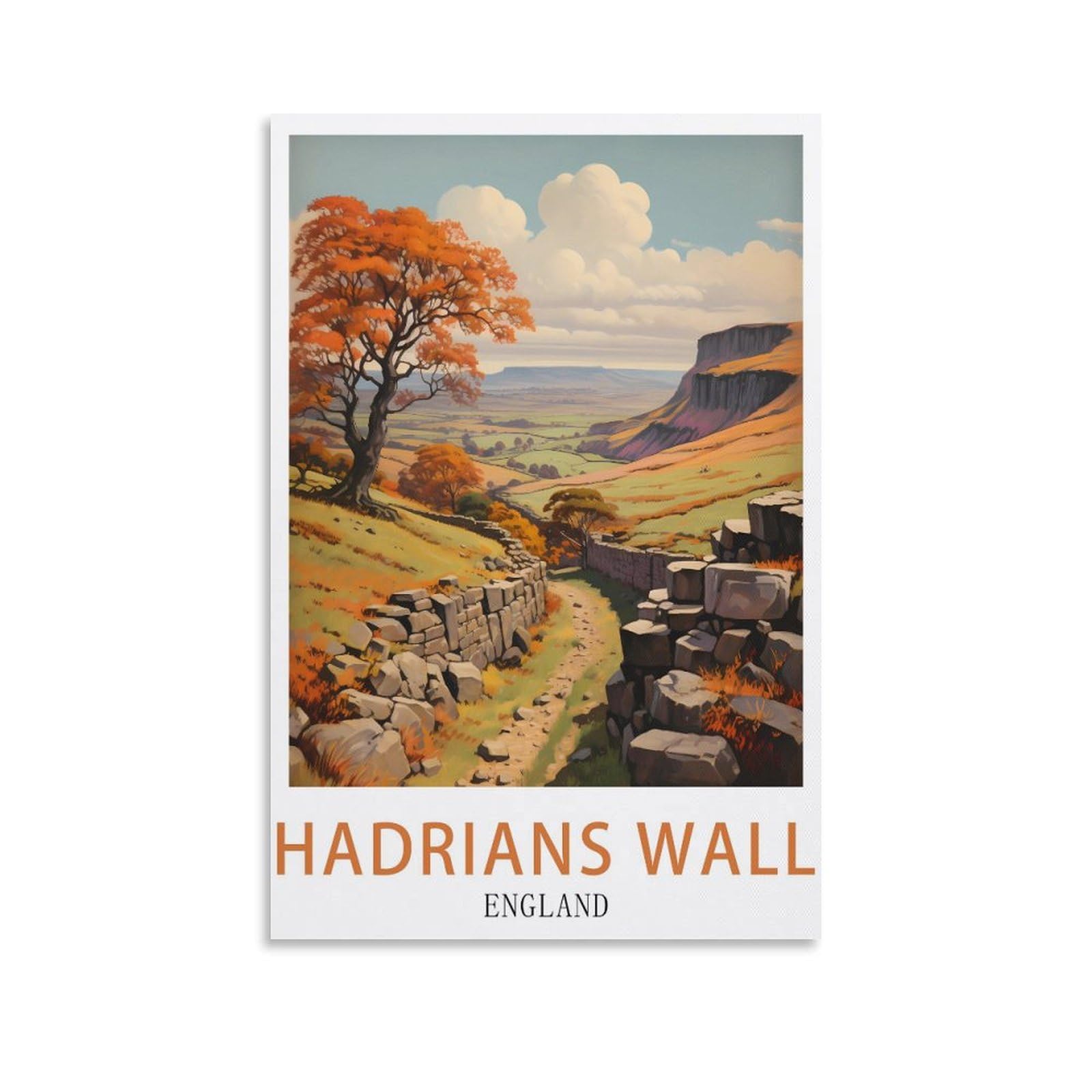 Lhjoiun Unframe-Style Hadrian's Wall England Vintage Travel Posters 08X12inch(20X30cm) Art Canvas Print For Living Room Bedroom Home Decoration Modern Art