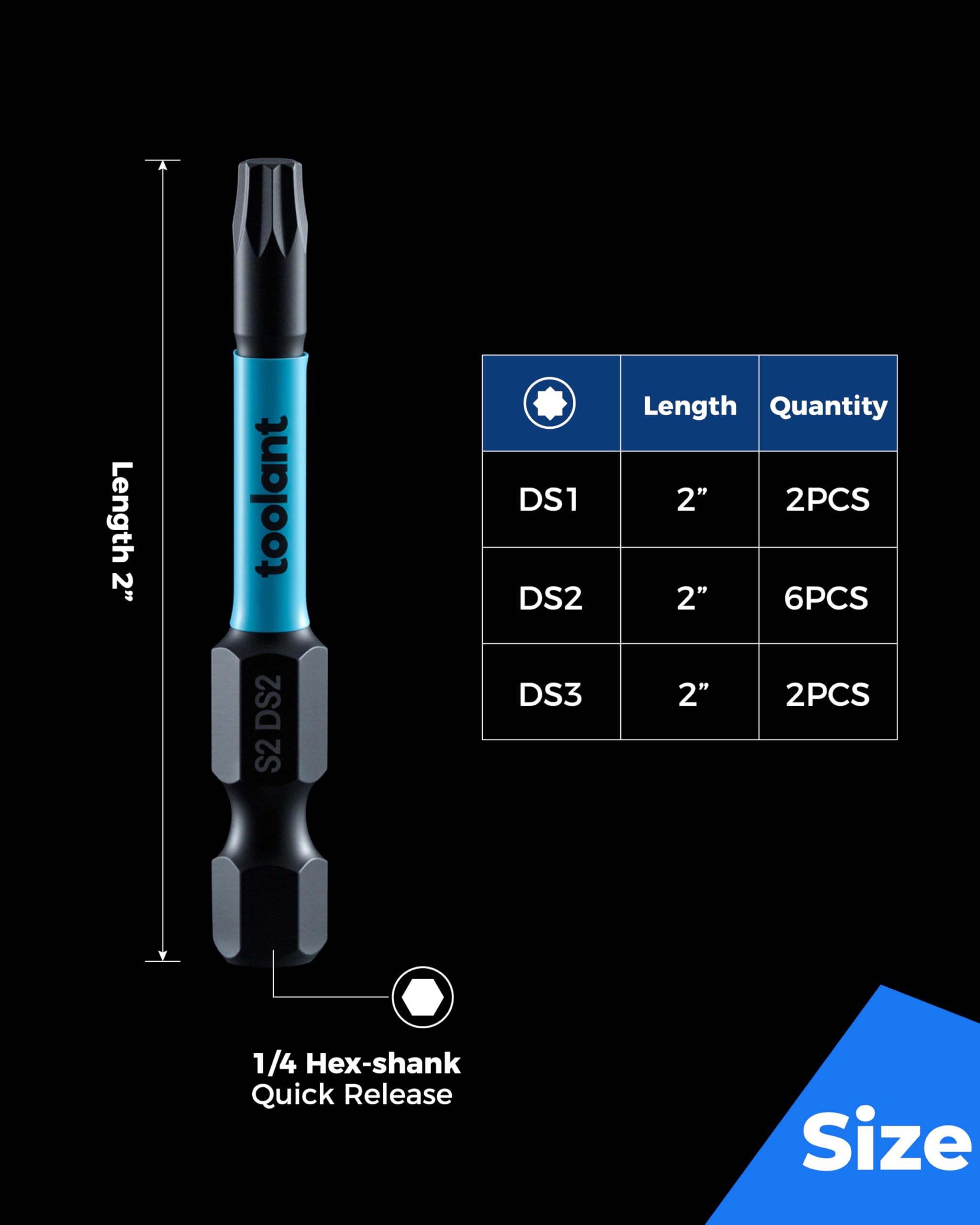 toolant 8 Point Star Bit,Double Square Bit Set 10pcs-Premium S2