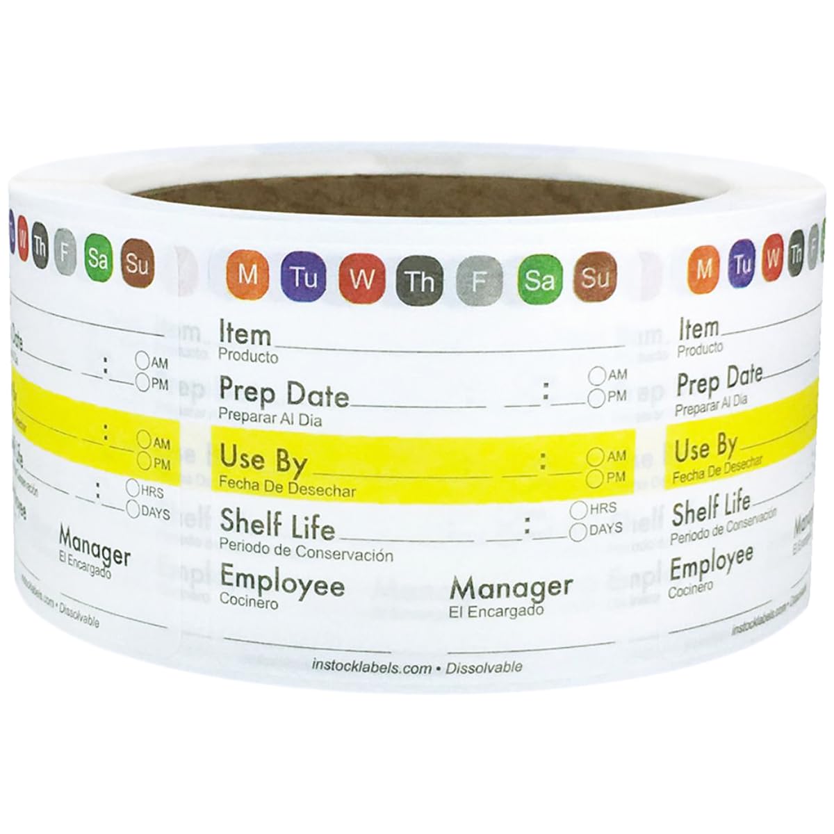 Universal Food Rotation Dissolvable Labels for Food Storage Use by Shelf Life Preparation 2 x 2 Inch, 500 Adhesive Stickers for Organization, Food