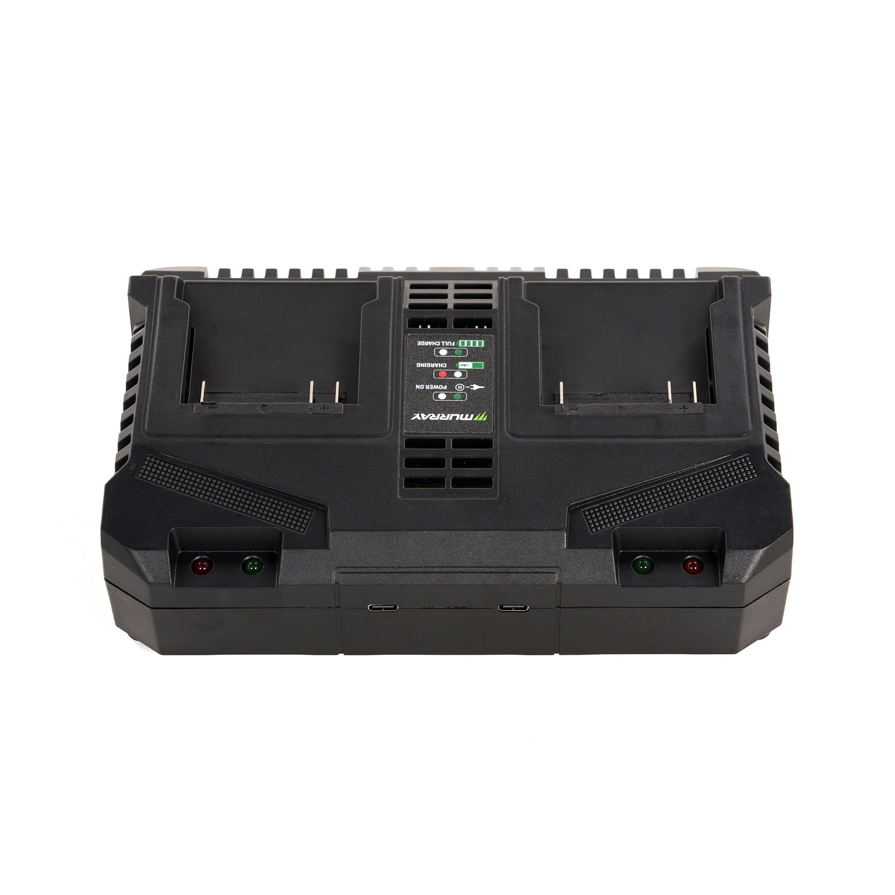 Murray Caricabatterie Doppio 20V MU-BAT-DC4A – Caricatore Rapido con Corrente di Carica 4A – 2 Porte USB-C, Indicatore LED – Inclusi Spine EU & UK – Compatibile con Batterie 20V