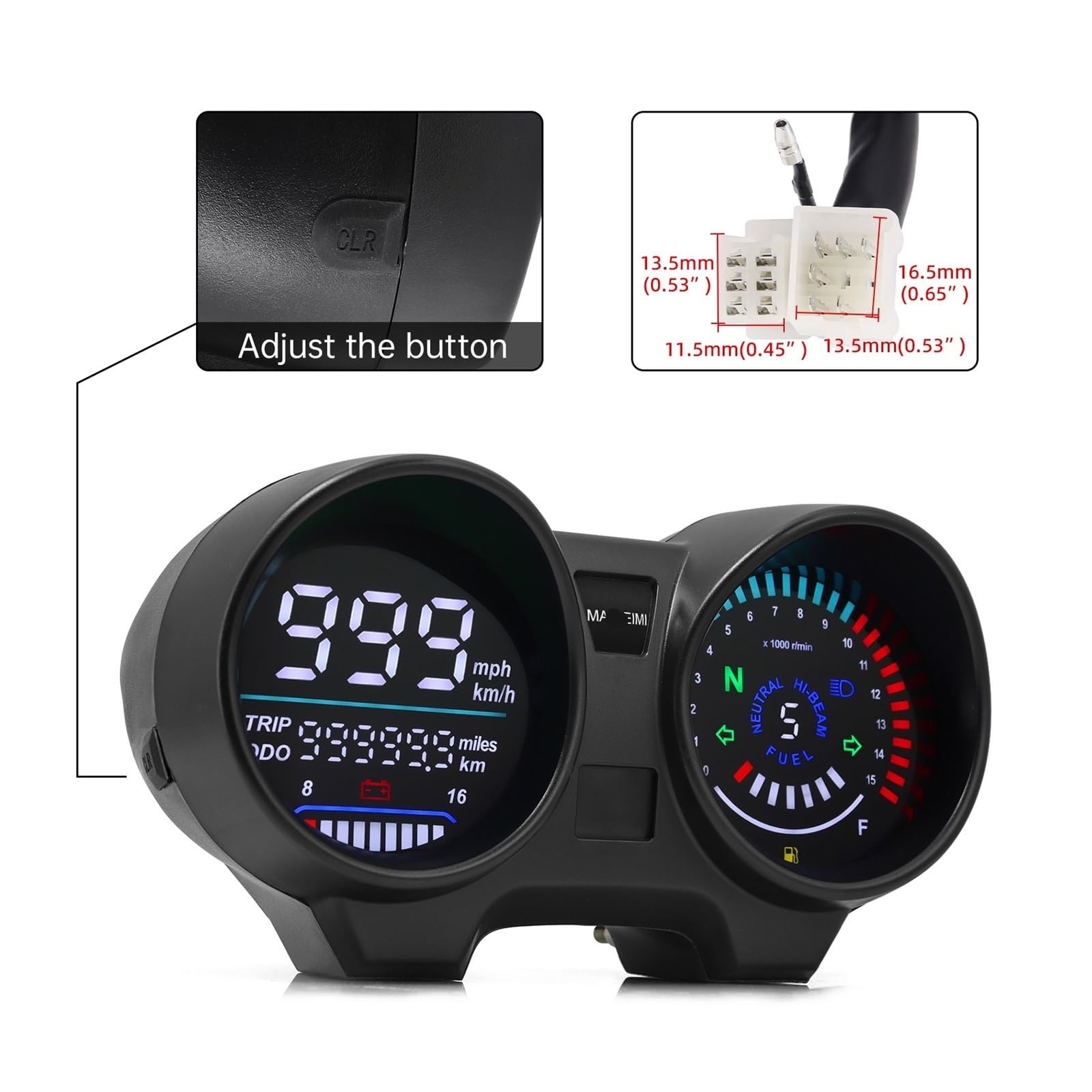 Contagiri contachilometri Tachimetro Universale Per Moto Cruscotto Digitale Elettronica LED Contachilometri Contagiri Per Moto Per TITAN 150 Per