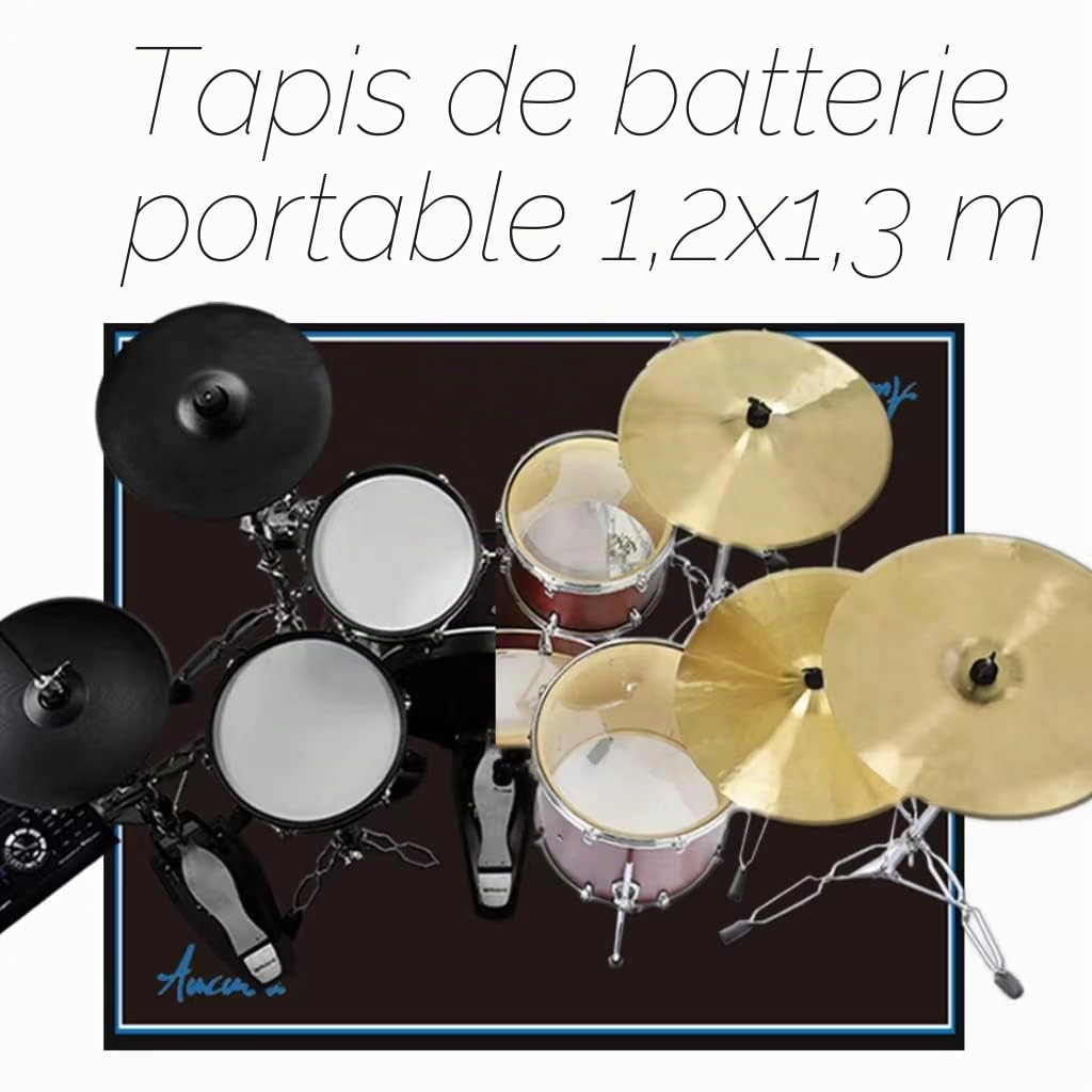 Aucuda Tapis de tambour antidérapant, insonorisant, 120 x 140 cm, pour enfants, tapis de batterie pour mini batterie et caisse claire