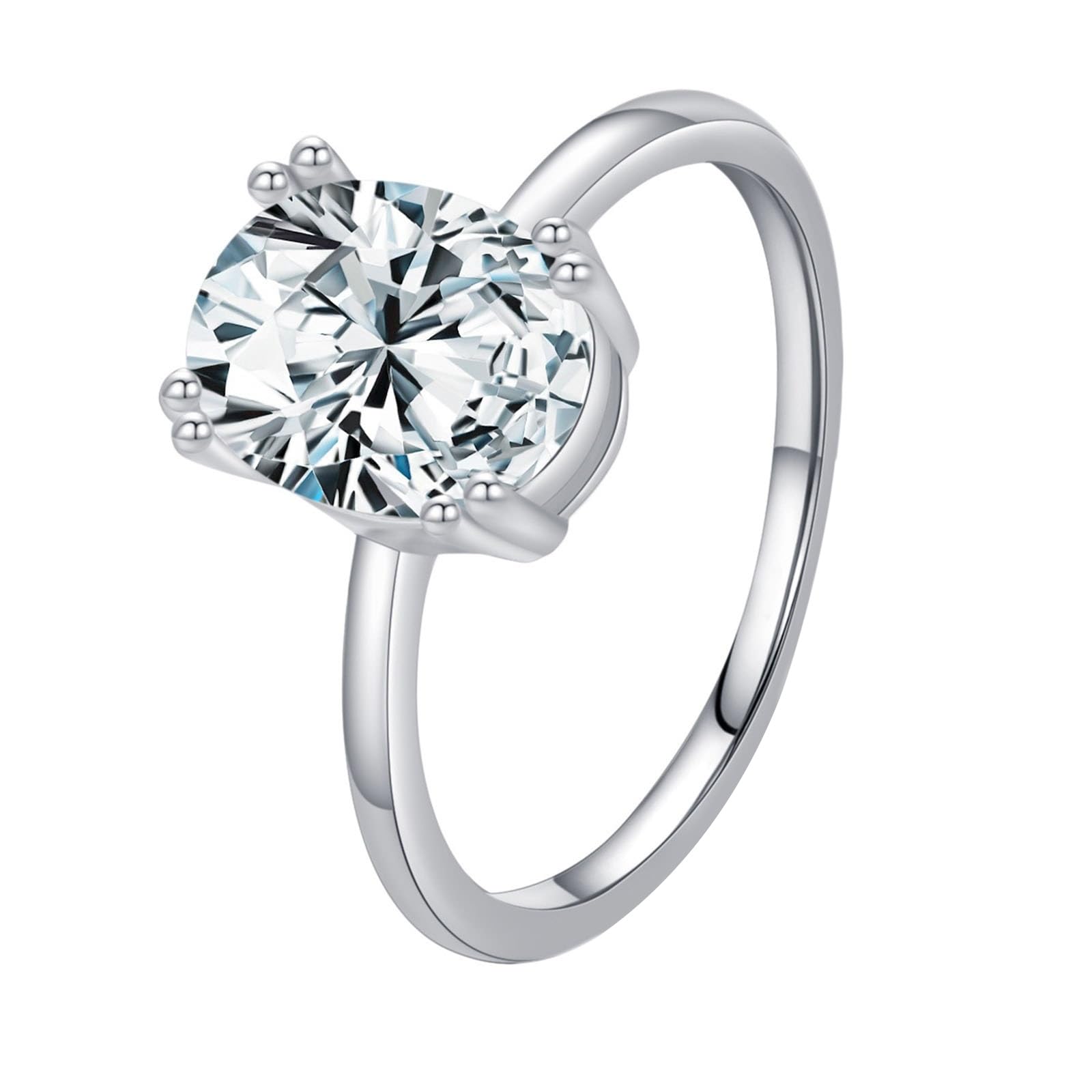 Wycian Bague de Mariage Argent Bague de Mariage Or Blanc 9K/14K Au375/Au585 7X9mm Moissanite pour Tante Mesdames
