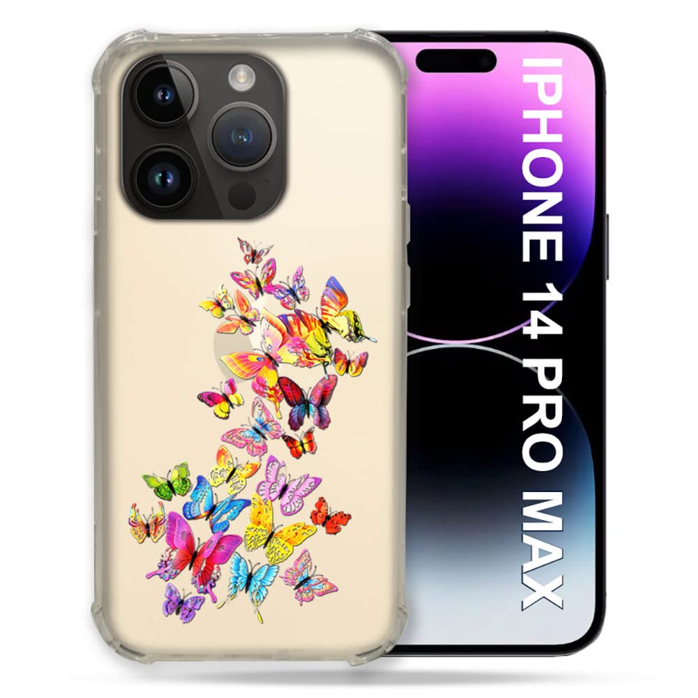 Coque transparent Iphone 14 Pro Plus Papillon Multicolore Cokitec 6.7 - 4