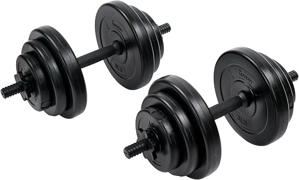 Sunny Health & Fitness Adjustable Dumbbells 40 lb Set with Plates