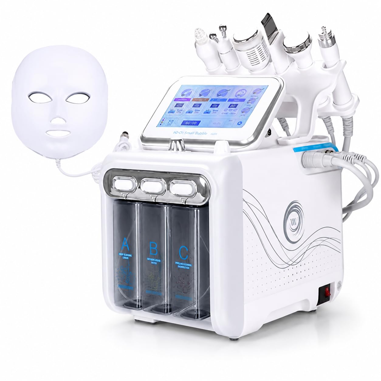 Hydra-maszyna do twarzy z tlenem wodnym 7 w 1 z maską do terapii światłem LED: głębokie oczyszczanie, hydro dermabrazja i mikropęcherzykowa urządzenie do pielęgnacji skóry