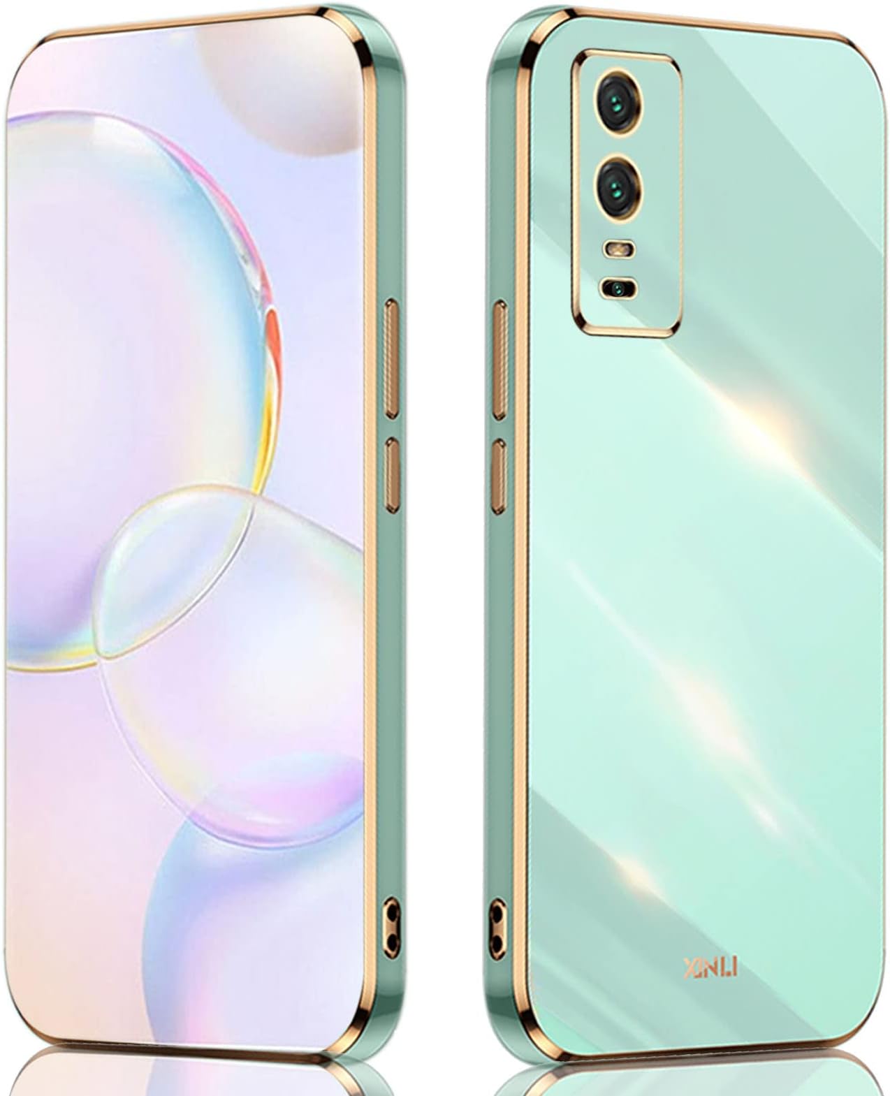 ILING Woman's Case for vivo Y76 5G/vivo Y76s/vivo Y74s, Colored Silicone Cover, Camera Protection Case, Ultra-thin Shockproof Cover (Green)