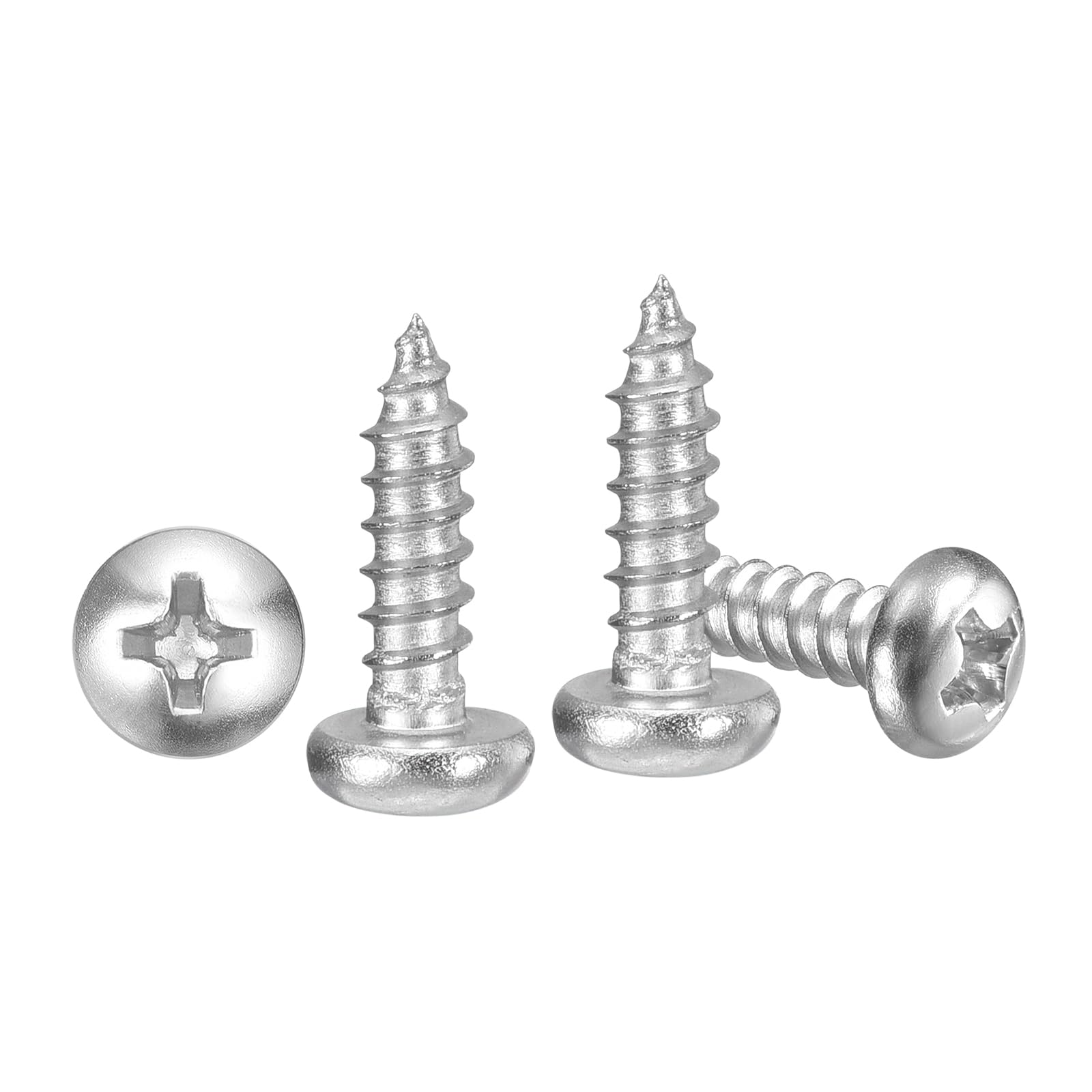 METALLIXITY Phillips Pan Head Self Tapping Screws(M3x12) 200Pcs, 304 Stainless Steel Self Drilling Screw for Metal Wood Plastic, for Cabinet Wall Shutter Plate Rock Furniture, Silver Tone — image 1