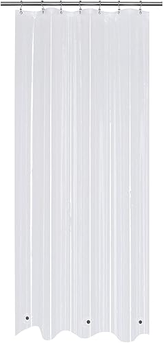 Miniatura 16 de Mrs Awesome Forro de cortina de ducha transparente con 6 imanes, cortina de ducha de plástico PEVA impermeable para baño, tamaño estándar de 72