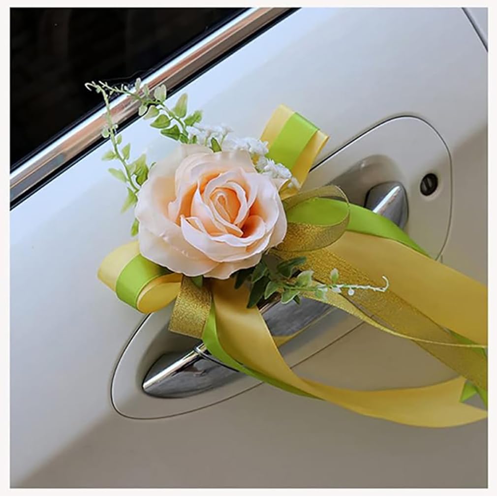 Fleur de voiture boucles pour la fête de mariage : sublimez votre cortège nuptial champagne