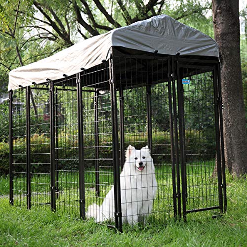 COZIWOW Heavy Duty Outdoor Dog Kennel and Crates for Large Dogs,Pet Playpen Cage House Run Fence Pin Play Pen with Roof…